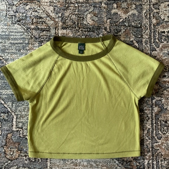 Wild Fable Ribbed Crop Tee in Lime Green - Picture 4 of 8